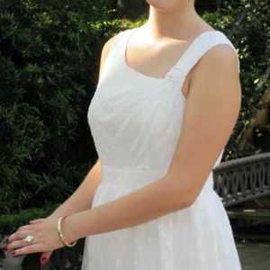 Aidan Mattox white with polkadot ball gown dress